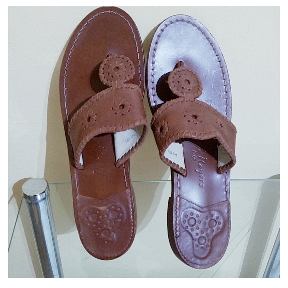 Jack Rogers Brown Leather Thong Sandals - Picture 6 of 15